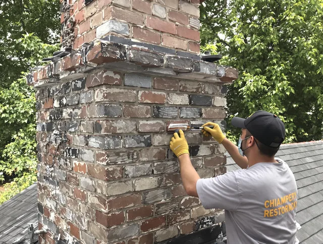 In-progress chimney restoration by Bell Chimney Sweep in Bell, CA